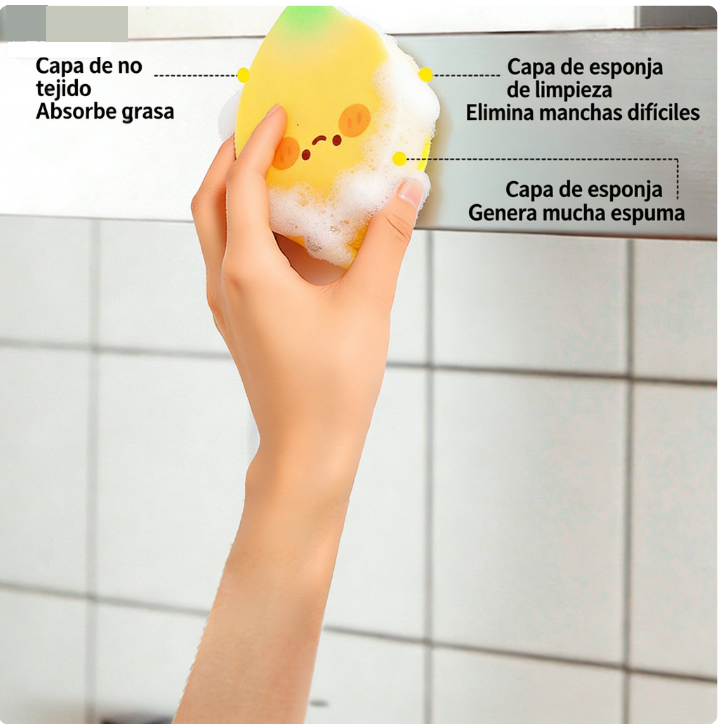 Dibujos animados de frutas de la serie 'Espon' para esponjas de cocina.