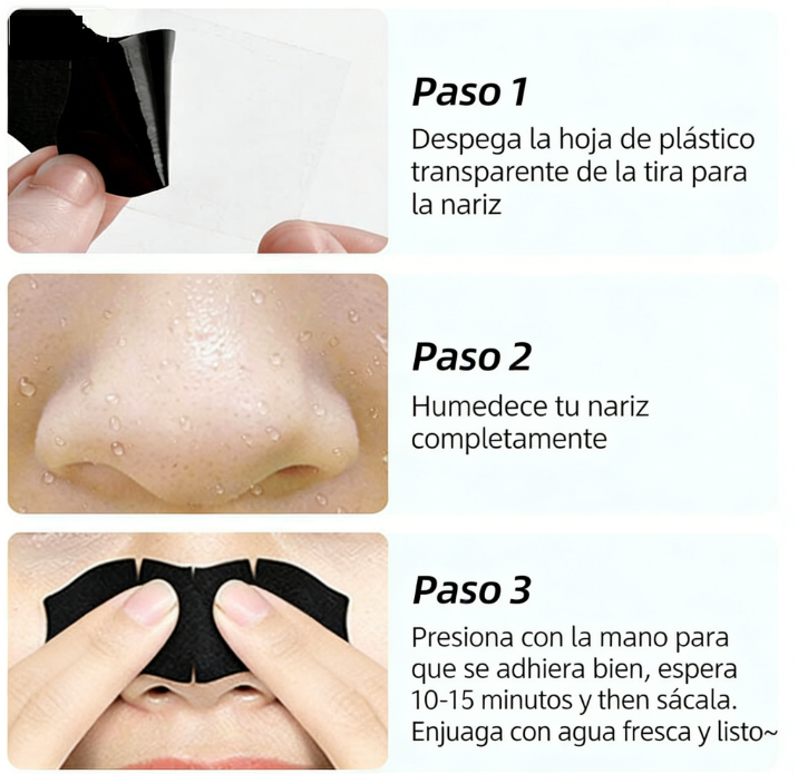 Mascarilla nasal de carbón vegetal para puntos negros – caja de tiras despegables.