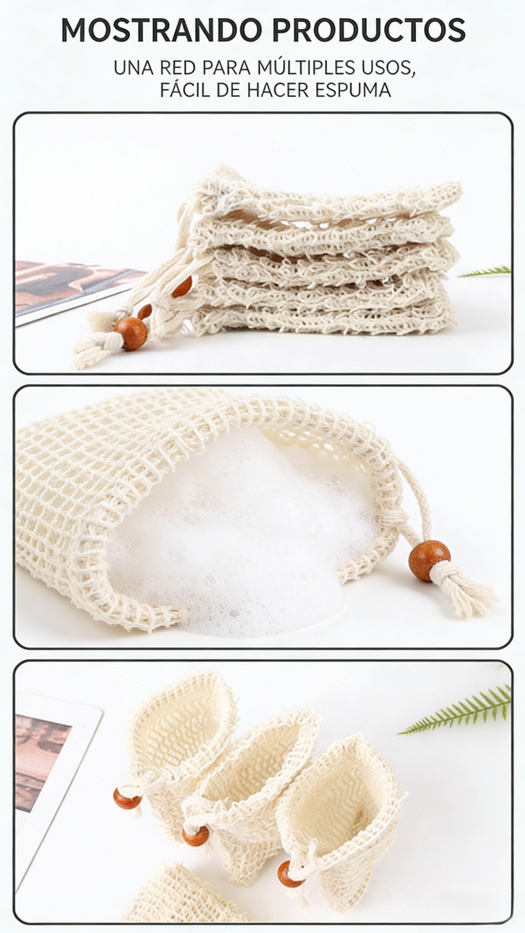 Bolsa de Jabón Colgante de Lino Algodón | Red Espumosa Manual para Baño y Masaje