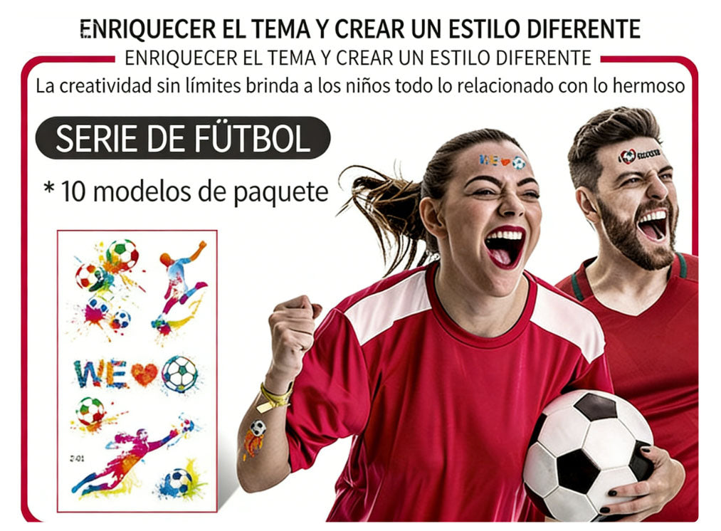 Pegatinas de tatude de fútbol de los nuevos niños transfronterizos pegatde actividad del Club de fans de la copa mundial de Europa impermeimperme.