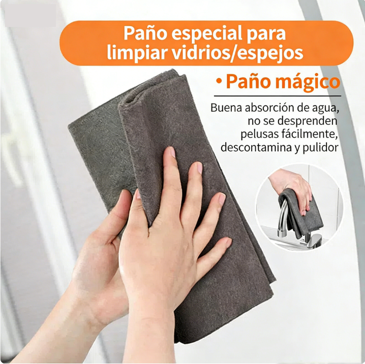 Paño para cristales: sin residuos, espejos impecables – limpieza fácil.
