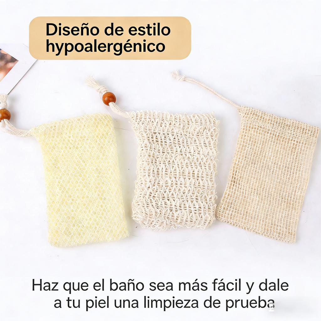 Bolsa de Jabón Colgante de Lino Algodón | Red Espumosa Manual para Baño y Masaje