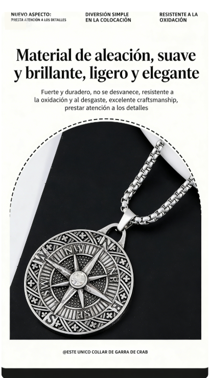 Nuevo colgante de aguja de brújula vintage. Hip-hop de hombres de verano de manga larga suéter cadena collar. Accesorio de moda.