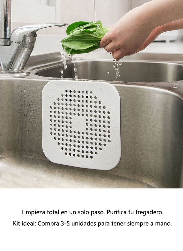 Tapa para Drenaje con Filtro y Ventosa - Atrapa Pelos y Evita Tapones para Cocina y Baño