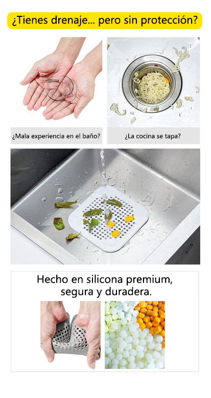 Tapa para Drenaje con Filtro y Ventosa - Atrapa Pelos y Evita Tapones para Cocina y Baño