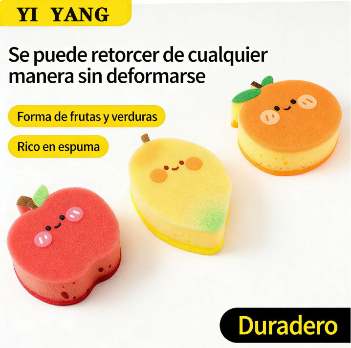 Dibujos animados de frutas de la serie 'Espon' para esponjas de cocina.