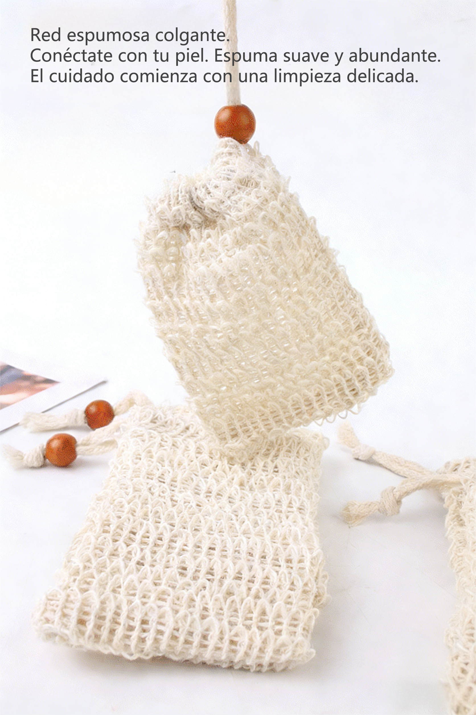 Bolsa de Jabón Colgante de Lino Algodón | Red Espumosa Manual para Baño y Masaje