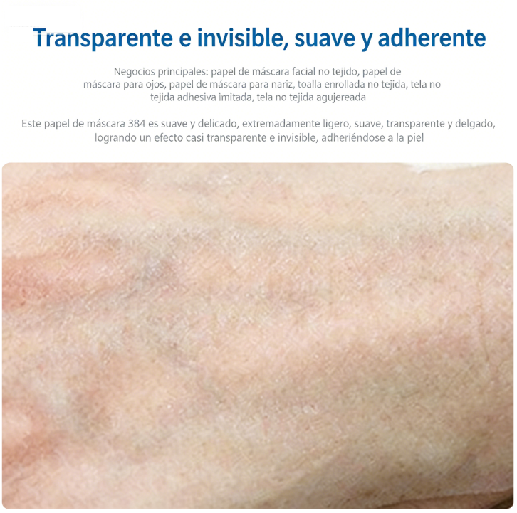 Mascarilla desechable de tela de seda 384: fibra de cobre y amonio, ligera, invisible, adhesiva, transparente y elástica.