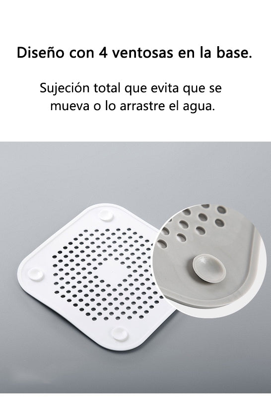 Tapa para Drenaje con Filtro y Ventosa - Atrapa Pelos y Evita Tapones para Cocina y Baño