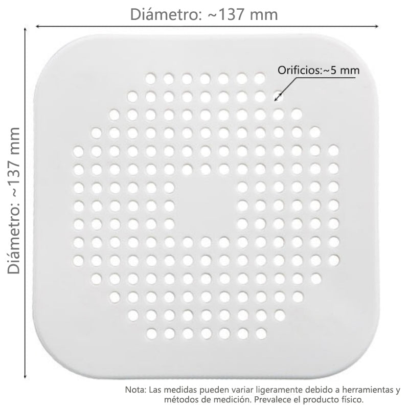 Tapa para Drenaje con Filtro y Ventosa - Atrapa Pelos y Evita Tapones para Cocina y Baño